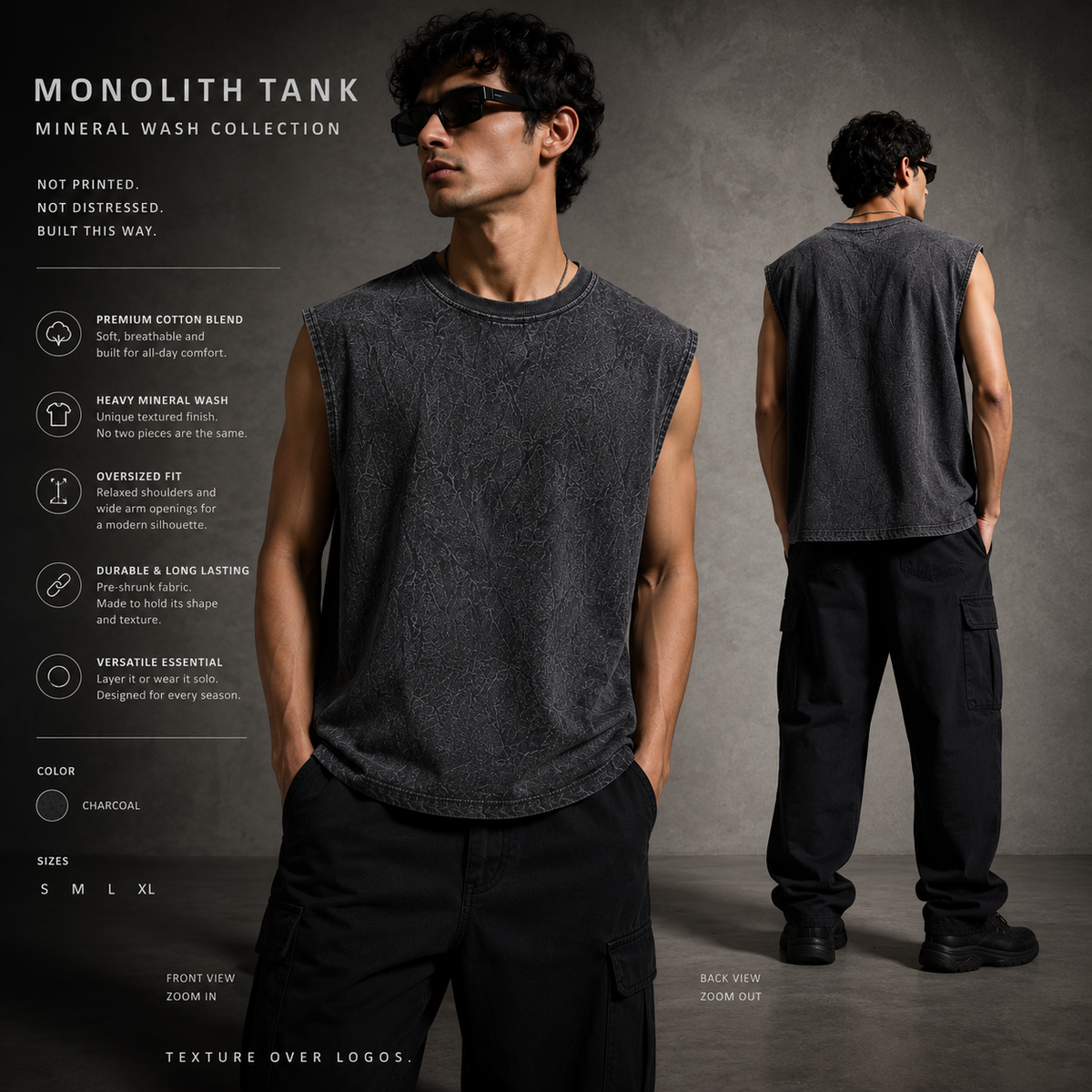 Monolith Tank - Heavy Mineral Wash Oversized